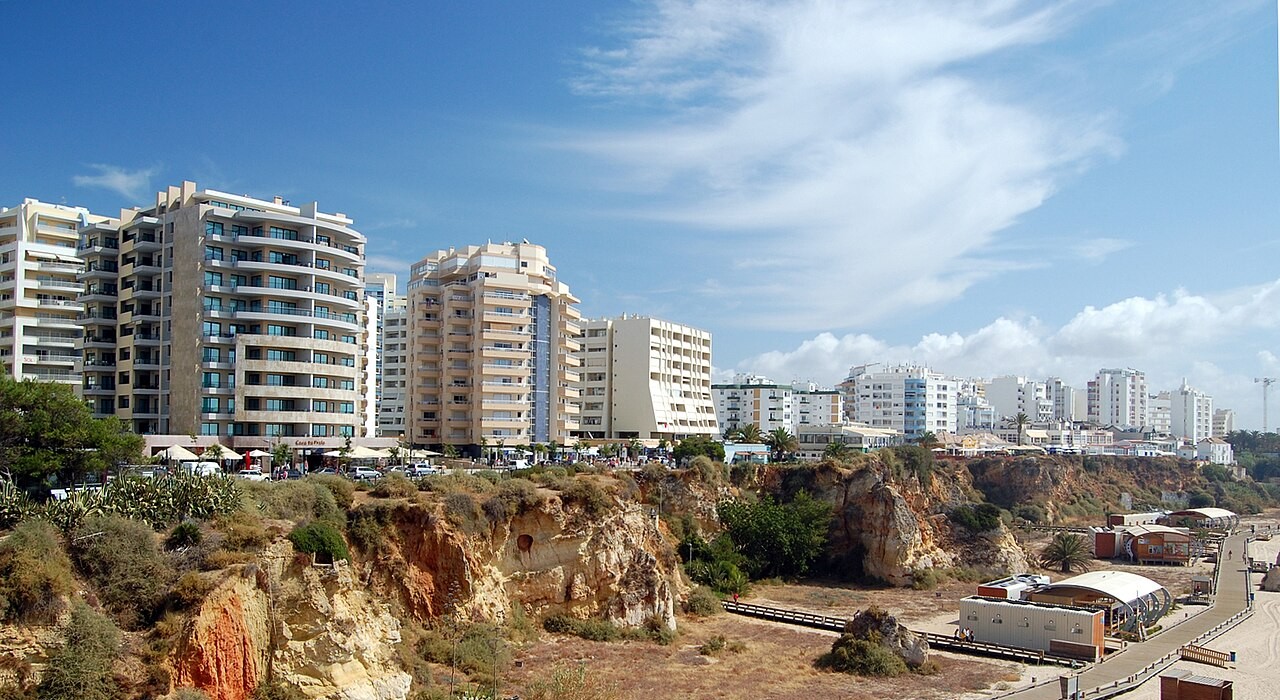 Apartment buildings above the beach at Praia da Rocha, Portimão