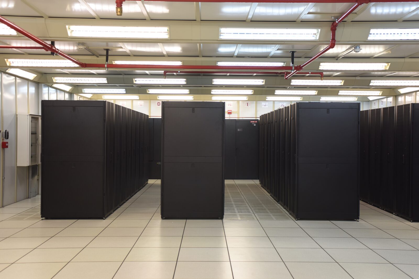 Server hall inside a data center
