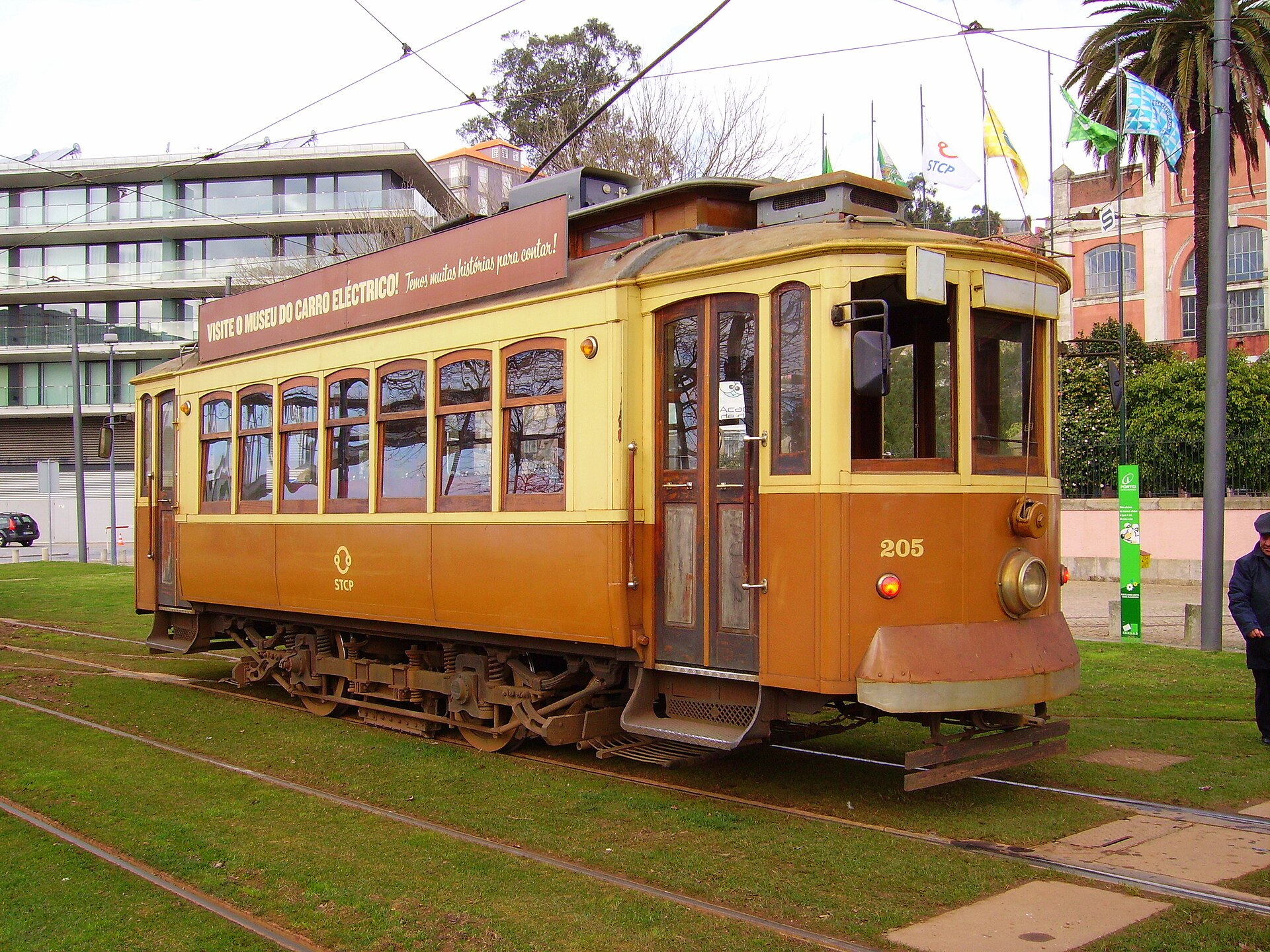 A historic STCP heritage tram in Porto